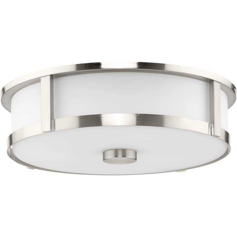 Gilliam Collection Three-Light Brushed Nickel New Traditional Flush Mount - 16.12 in x 16.12 in x 4.37 in - 16.12 in x 16.12 in x 4.37 in