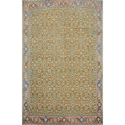 Hand Knotted Oriental 100% Wool Carpet Traditional Floral Green Tabriz Area Rug - 6' 8'' X 4' 10''