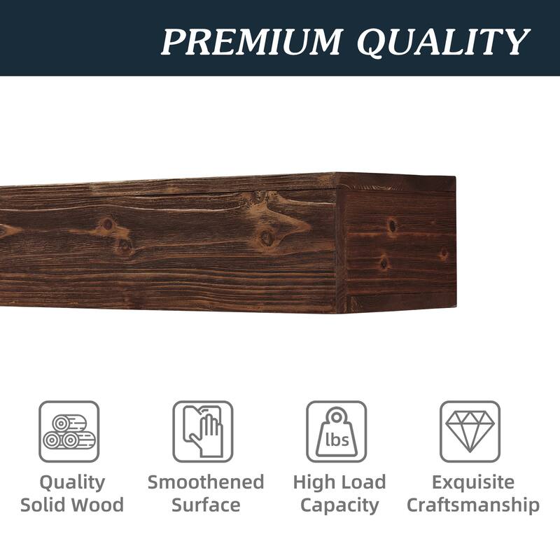 Home Decor Rustic Solid Wood Decorative Wall Shelf, Fireplace Mantel