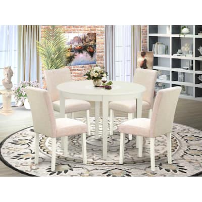 Kitchen Table Set 5pc Round 42 Inch - Parsons Chairs, Chic Dining Room Furniture