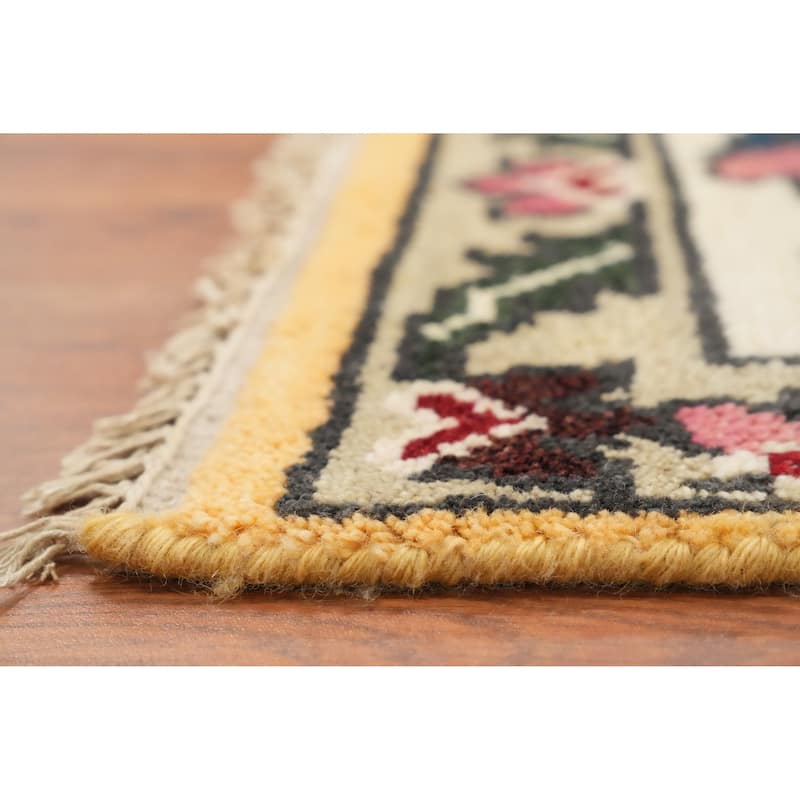 Hand Knotted Oriental 100% Wool Carpet Traditional Floral Yellow & Gold Ziegler Area Rug - 9' 11'' X 8' 0''