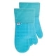 preview thumbnail 22 of 34, T-fal Textiles 2 Pack Soft Flex Waffle Silicone Oven Mitt Set Breeze