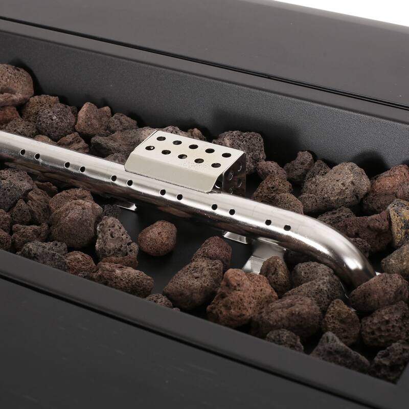 50 in. W x 25.5 in. D x 15.25 in. H Rectangle Propane Burning Outdoor Fire Pit in Dark Gray