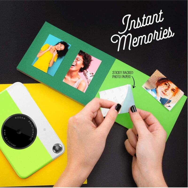 Kodak Printomatic Instant Camera Black Gift Bundle with Blue Case, 20 Zink Sheets, Album & More - N/A