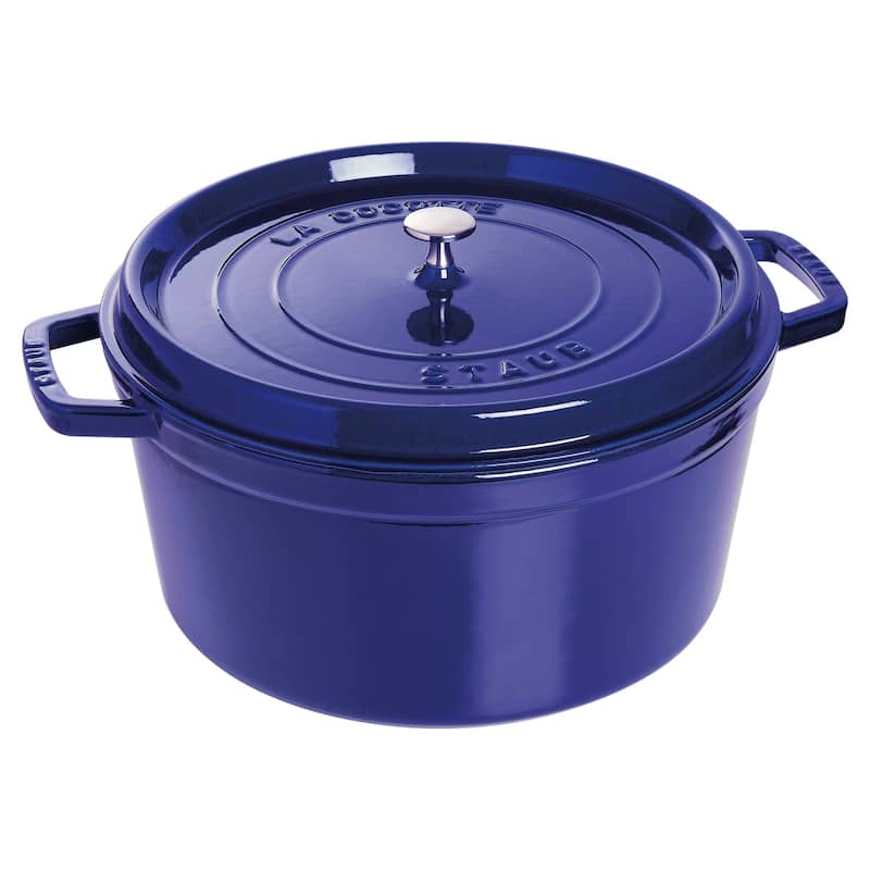 STAUB Cast Iron 13.25-qt Round Cocotte - Dark Blue
