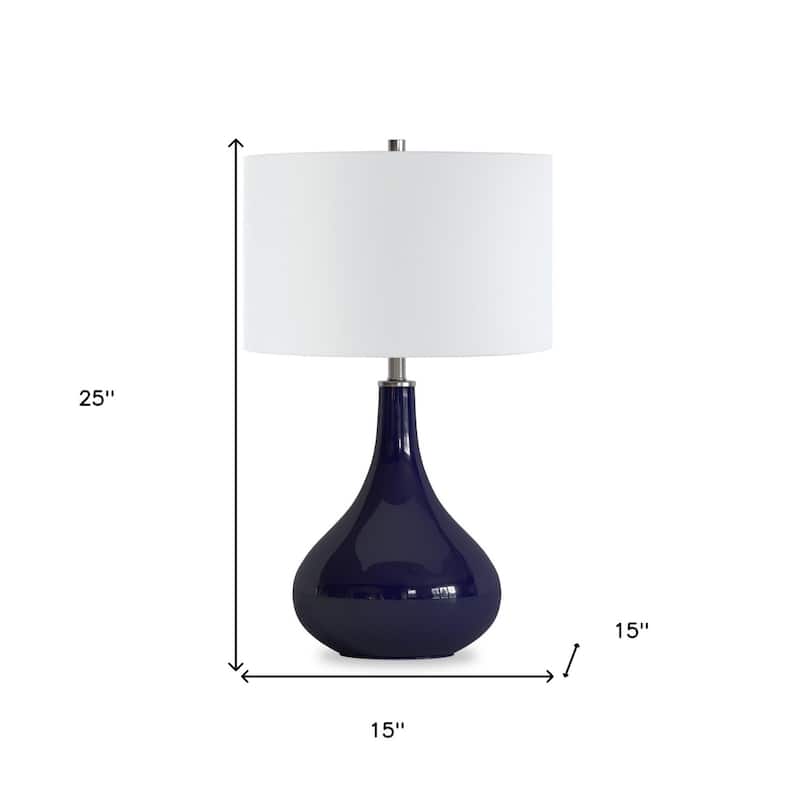 25" Glass Gourd Table Lamp with White Drum Shade - 15" x 15" x 25.5"