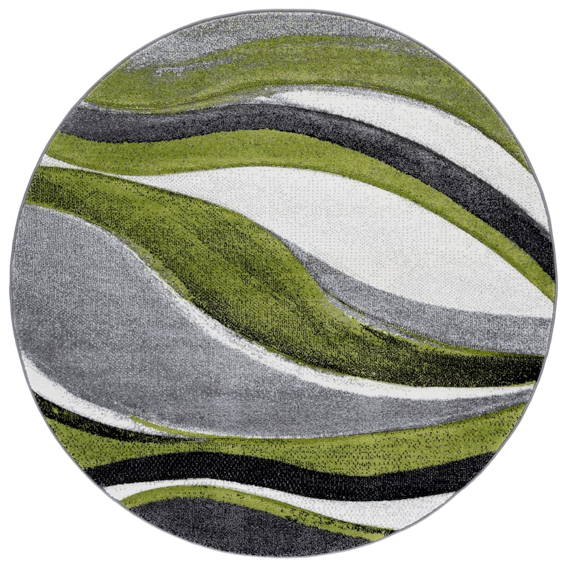 SAFAVIEH Hollywood Zohreh Mid-Century Modern Abstract Rug - 5'3" Round - Grey/Green
