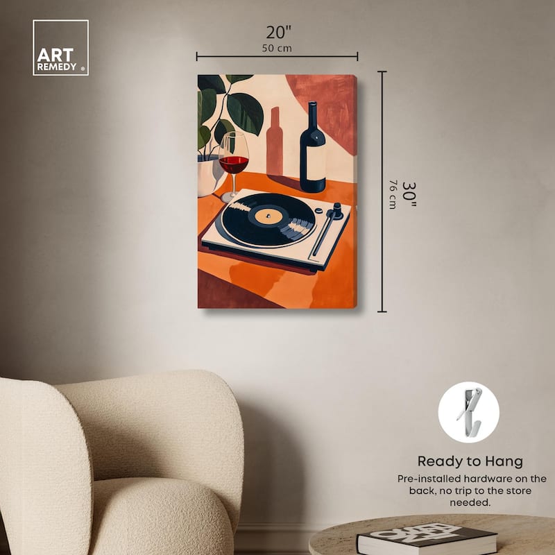 Vinyl and Wine Canvas by Art Remedy, Gallery Wrapped