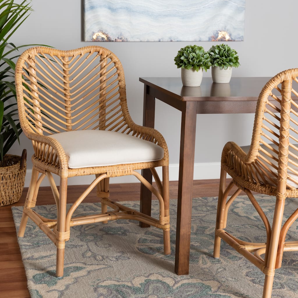 Arween Modern Bohemian Natural Brown Rattan Dining Chair