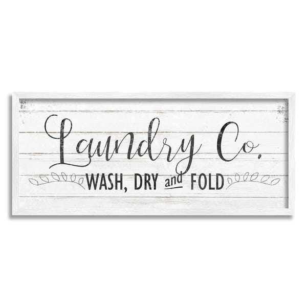 Laundry Wash Dry Bathroom Black And White Word Design Framed Wall Art ...