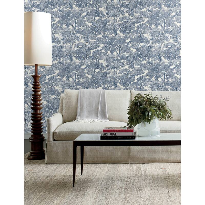 Chesapeake Spinney Blue Toile Wallpaper