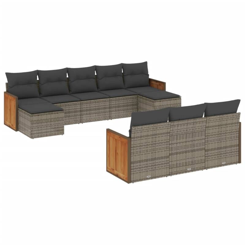 vidaXL Patio Sofa Set with Cushions Outdoor Conversation Furniture Poly Rattan - 21.7 x 21.7 x 14.6