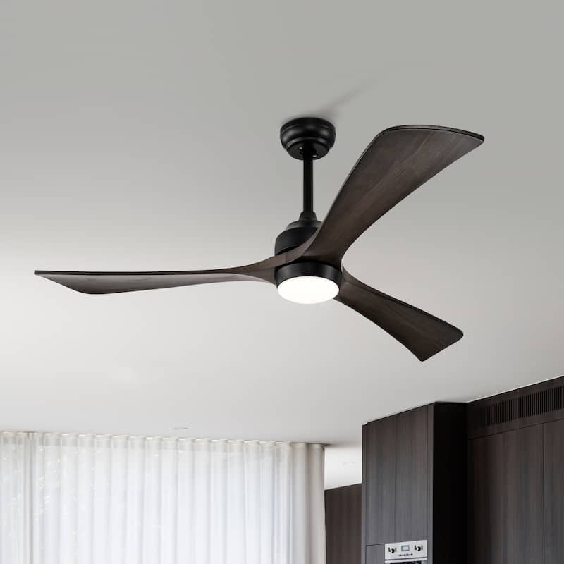 52" Ceiling Fan with Lights Remote Control,Quiet DC Motor 3 Blade Ceiling Fans 6 Speed Levels,Reversible Ceiling Fan - Matte Black
