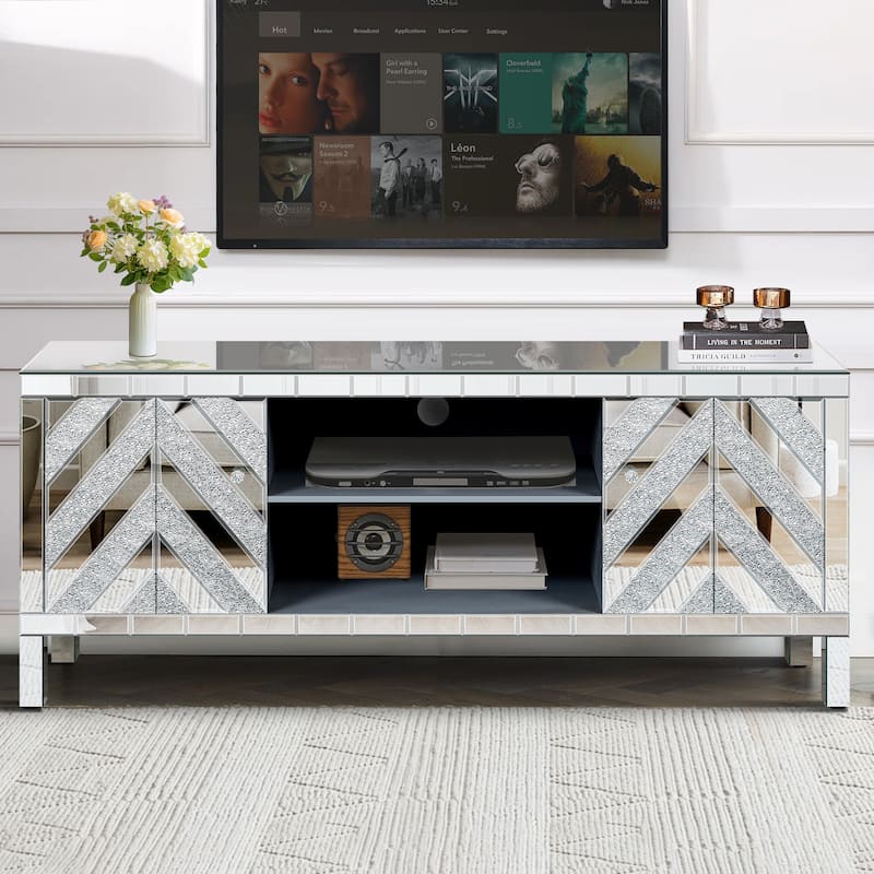 Mirrored TV Stand for 65+ inch TV