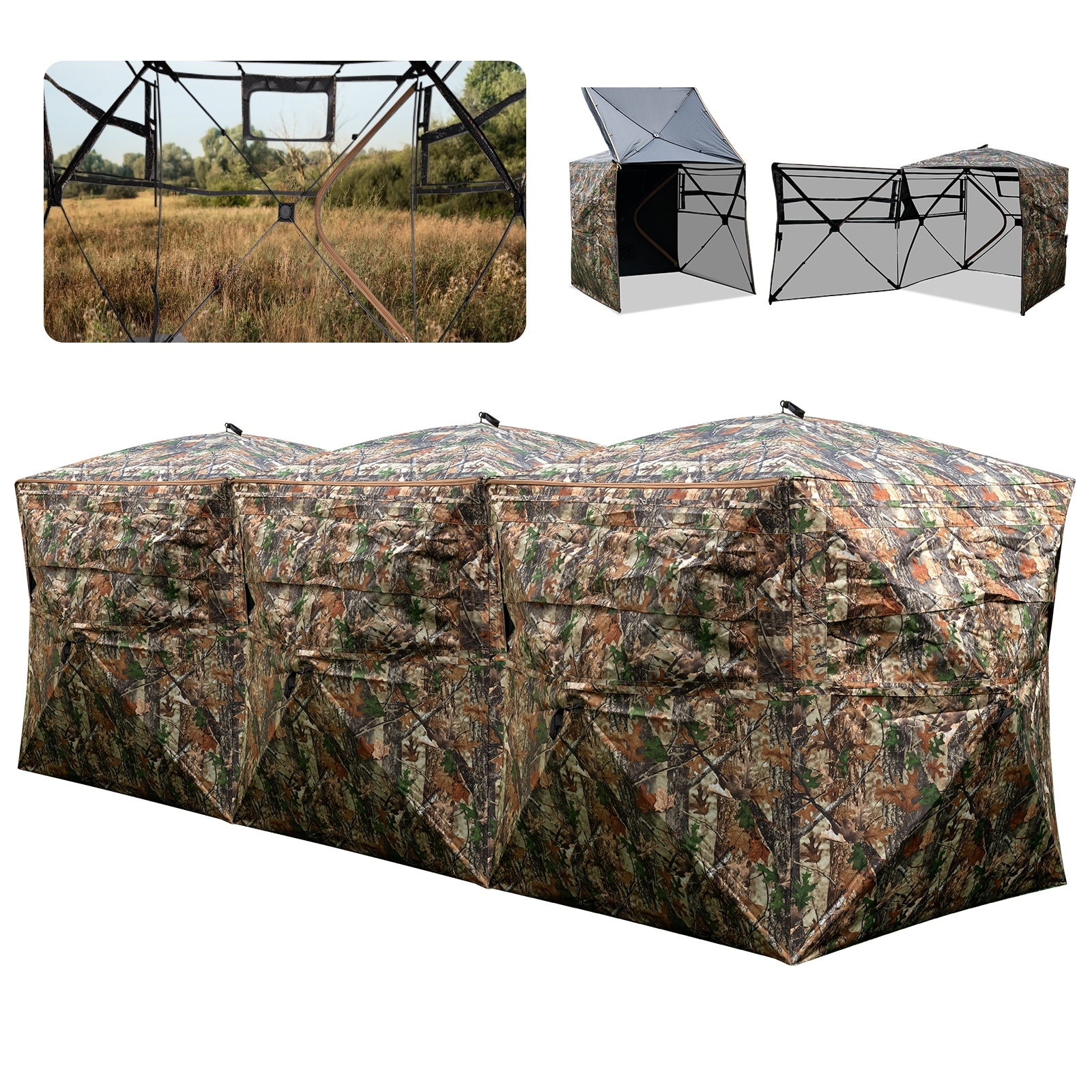 Gymax 2-6 Person Side-by-Side Hunting Blinds w/Noise-free Windows