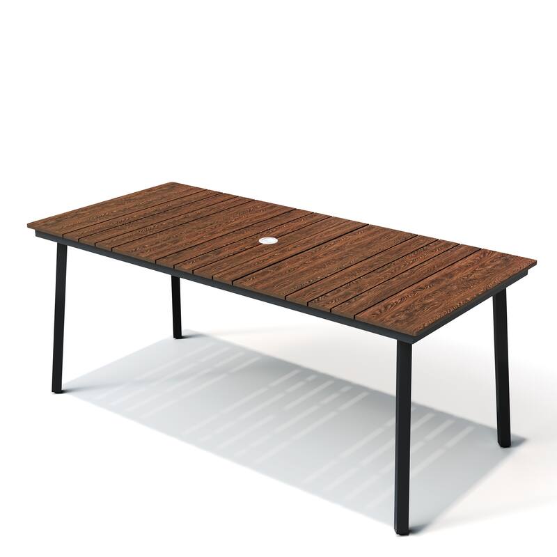 Pellebant Outdoor Patio Rectangle Dining Table with Umbrella Hole