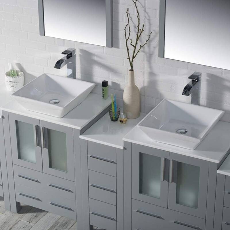 Blossom Sydney 84" Bathroom Double Sink Vanity with Cabinets & Mirrors