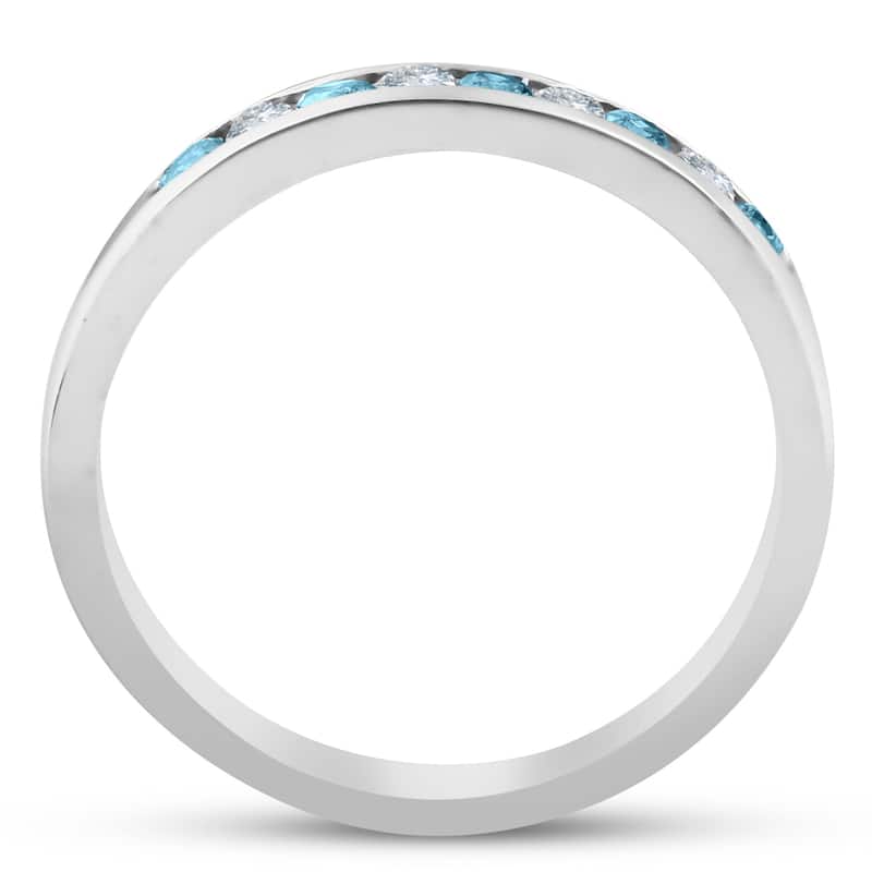 1/4ct Blue & White Diamond Wedding Ring White Gold
