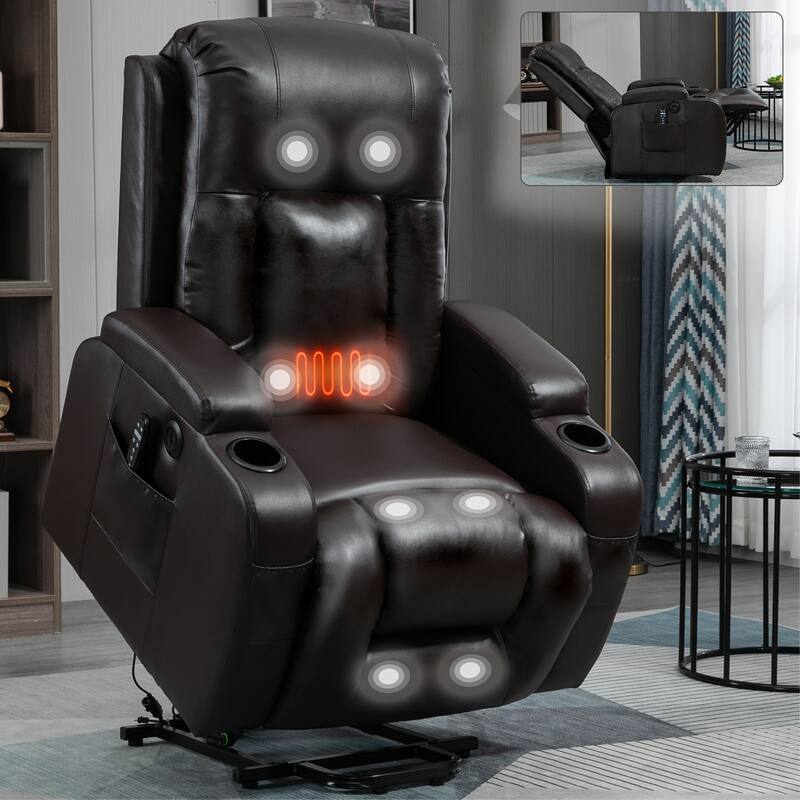 Infinite Position Power Lift Recliner Chair for Elderly, with 8-Point Vibration Massage and Lumbar Heating, USB Charging Port