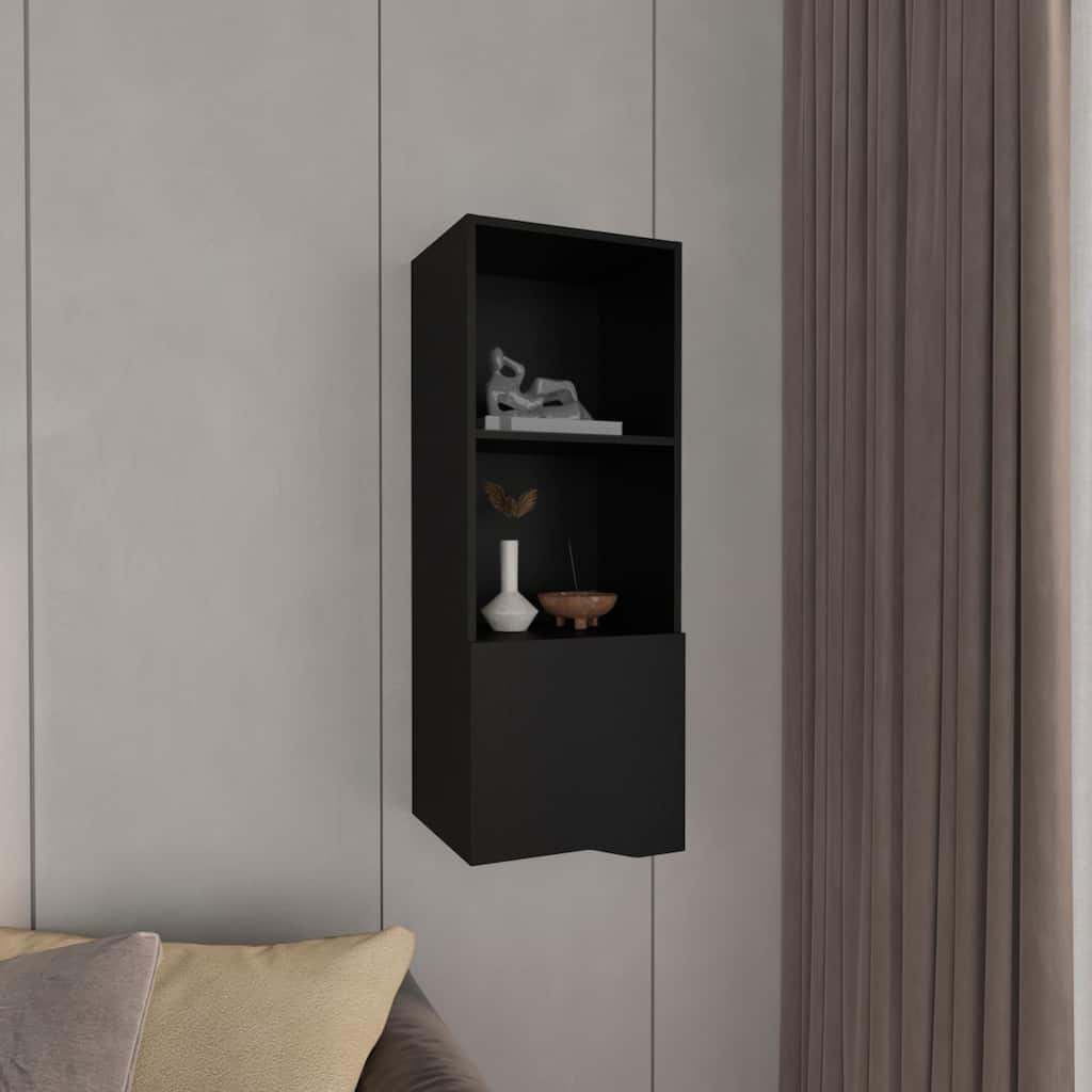 Wall Cabinet with 1 Door and 2 Open Shelves, White Medicine Storage Cabinet for Bathroom, Kitchen, or Garage