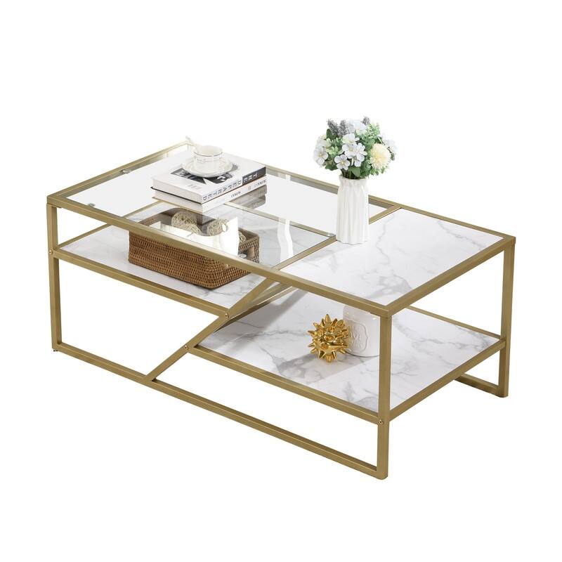 Tempered Glass Coffee Table with Metal Frame On Sale Bed Bath