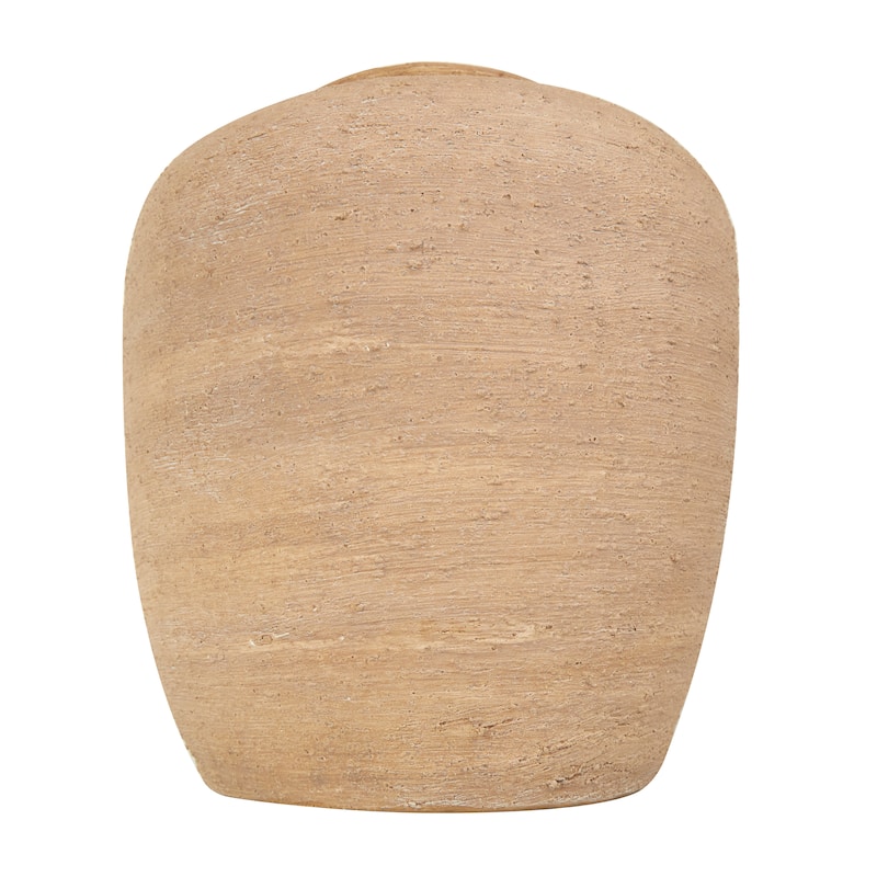 Beige Ceramic Wide Textured Vase