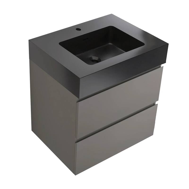 Single Sink Floating Bath Vanity in with Solid Surface Top