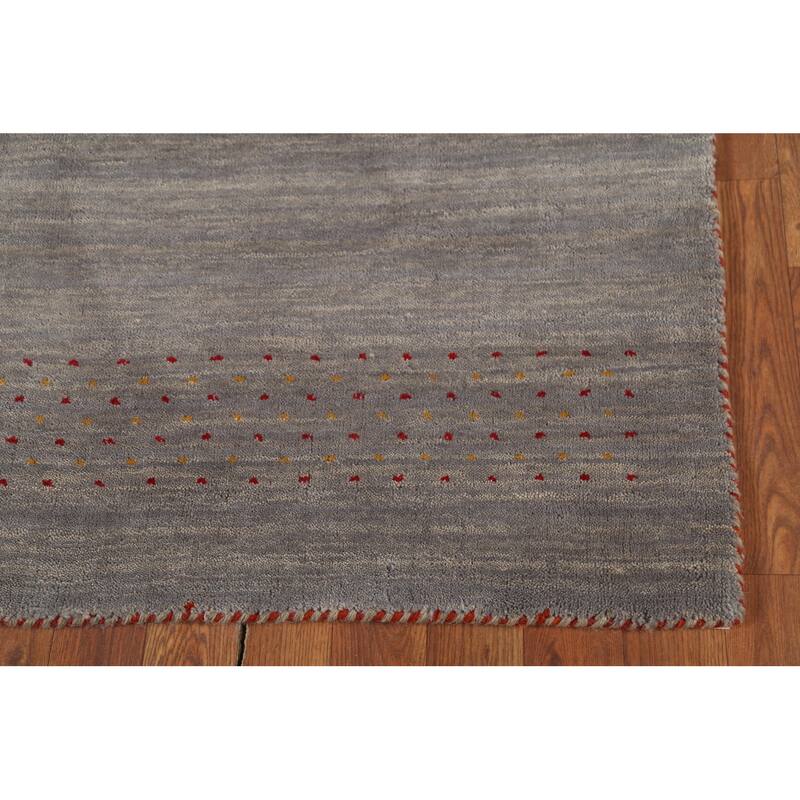 Gray Gabbeh Oriental Runner Rug Hand-Knotted Wool Carpet - 2'9"x 9'7"