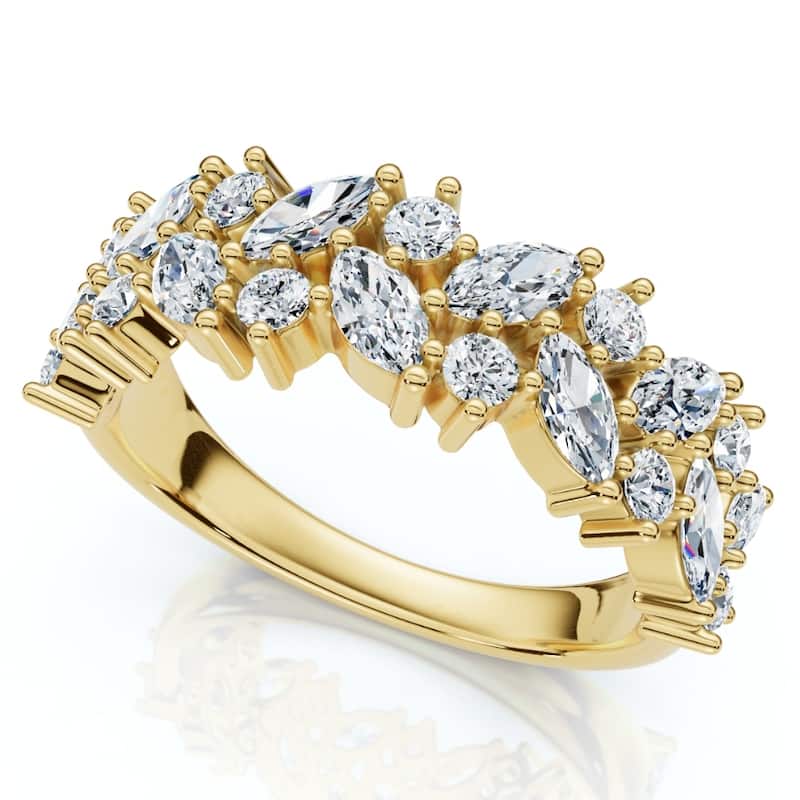 Bliss Diamond 1 1/3Ct Marquise Designed Anniversary Band Cut Gold Lab Grown - 4 - Yellow