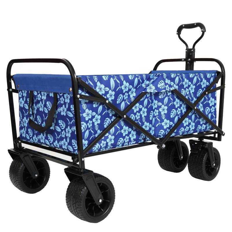 440lbs Collapsible Foldable Wagon Cart, Beach Wagon Utility Cart Utility Wagon Grocery Cart