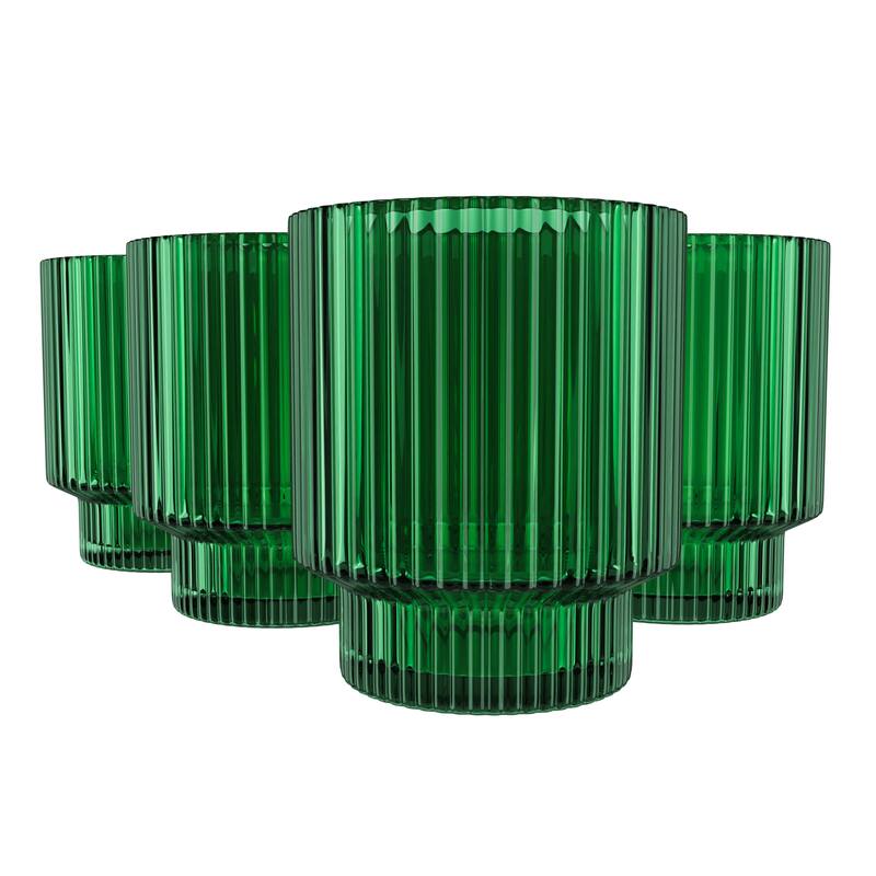 American Atelier Vintage Art Deco Fluted Drinking Glasses Set of 4