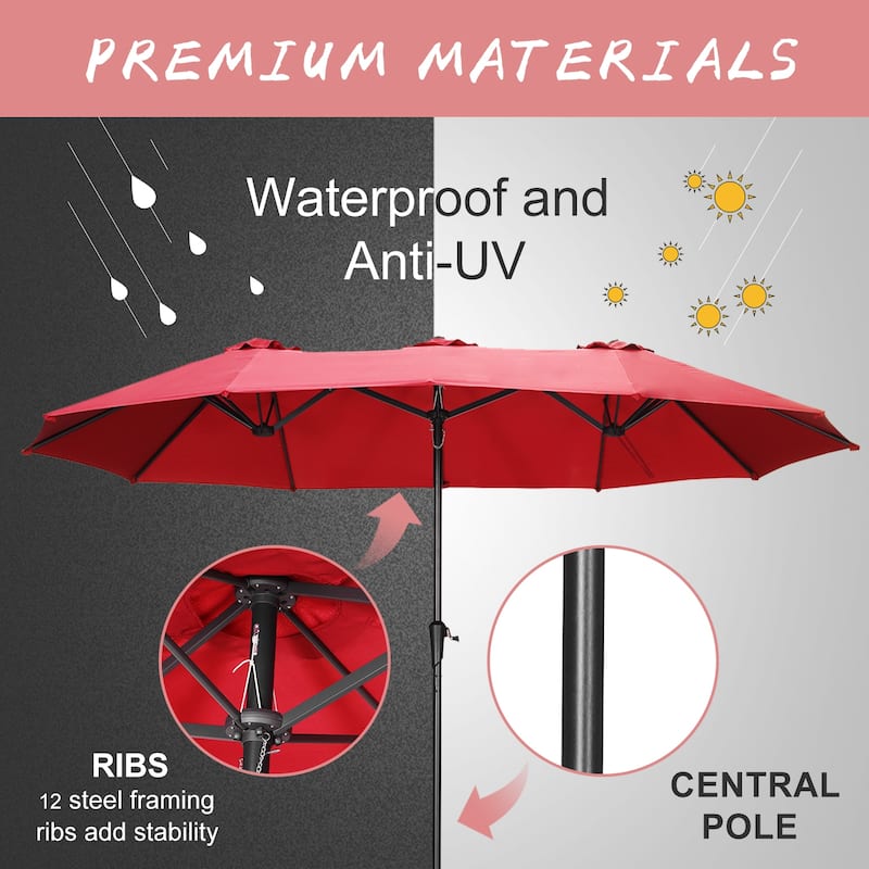 Autlaycil 13Ft Retangle Patio Umbrella Extra-Large Outdoor Umbrella No Base