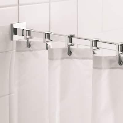 Croydex Luxury 98 in. Adjustable Square Shower Curtain Rod with Matching Hooks in Chrome