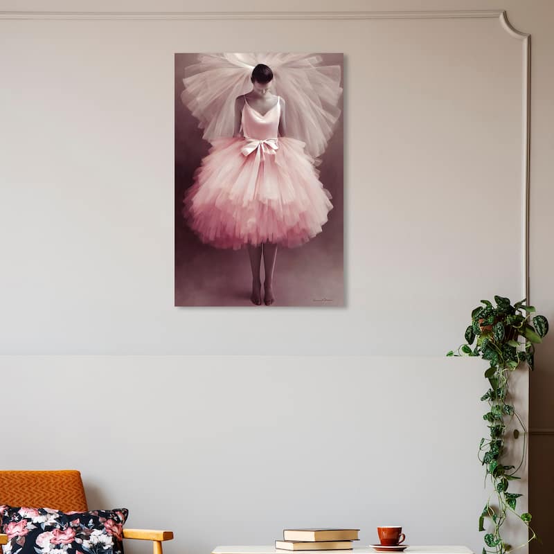 Wynwood Studio Fashion and Glam Ballerina I Pink and Traditional Wall Art Canvas Print - 30 x 20