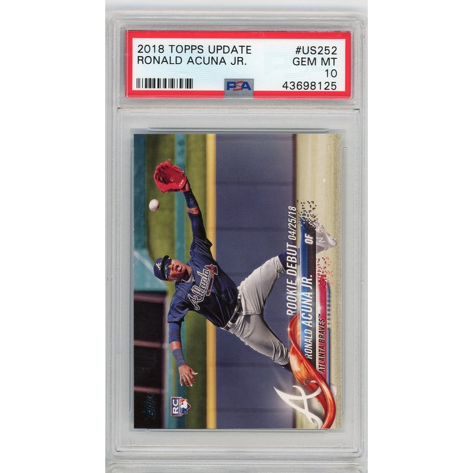 Ronald Acuna Jr MLB 2018 Topps Update Baseball Rookie Card RC #US252 Graded PSA 10 GEM MINT - 8'6" x 11'6"