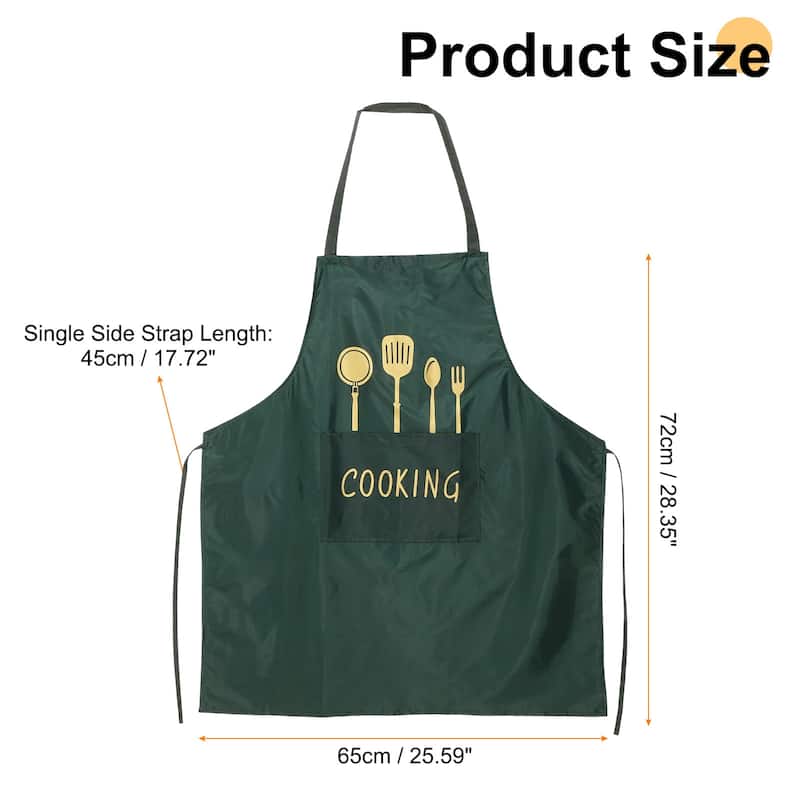 Bib Apron 72x65cm Unisex Cooking Aprons with 2 Pockets - 28.35" x 25.59" - Dark Green