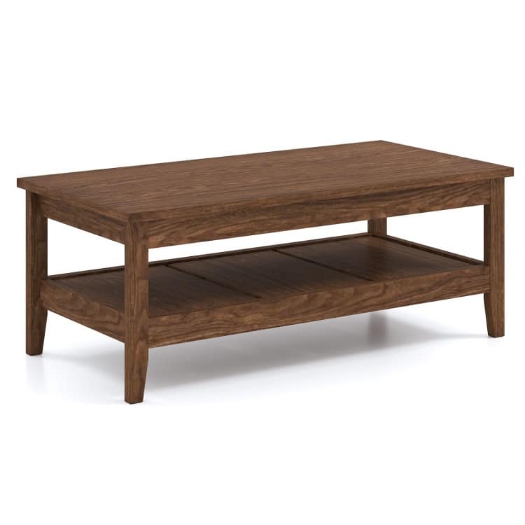 Engineered Wood Coffee Table 2-Tier with Storage and Raised Shelf - 47" x 23.5" x 18"