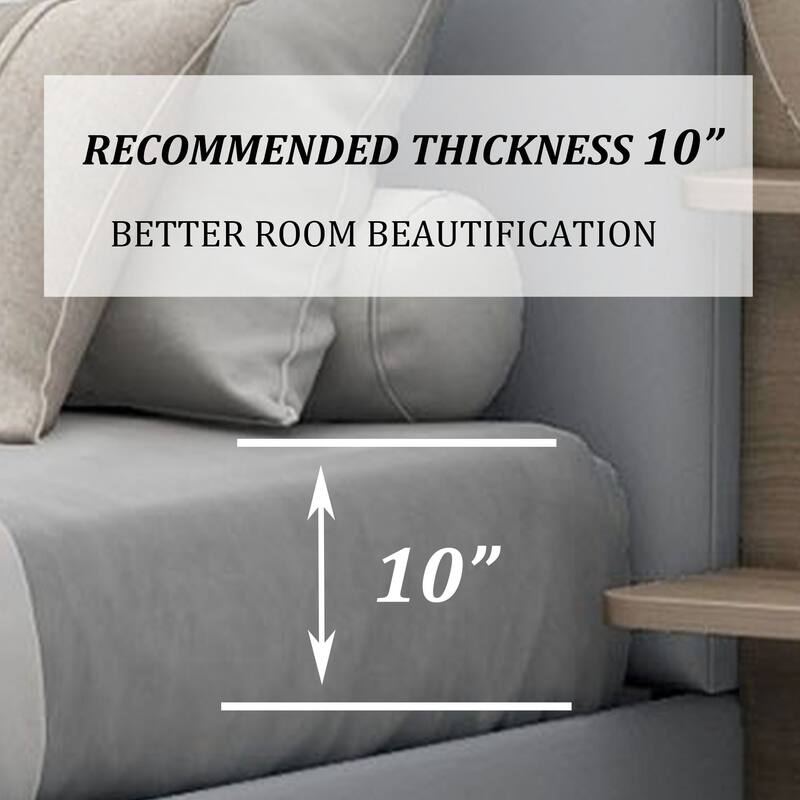 Alazyhome Upholstered Platform Bed Frame with Bedside Cupboard