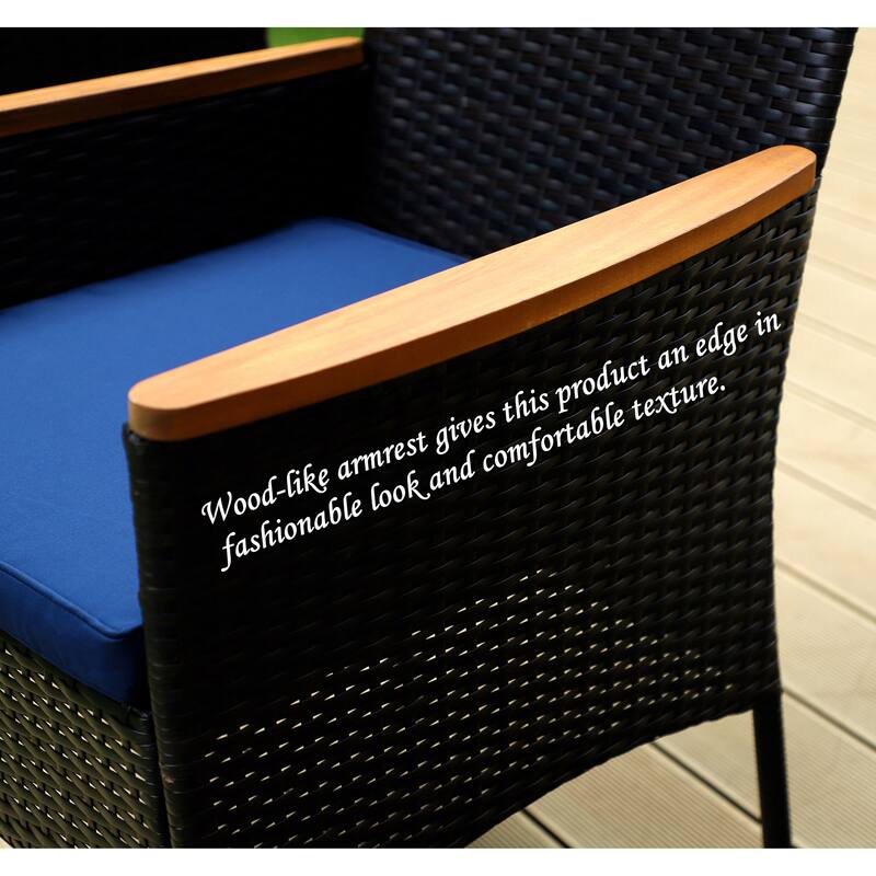 7 Pieces PE Rattan Patio Dining Sets, Modern Wicker Conversation Armhairs with Cushions and 2.6" Umbrella Hole