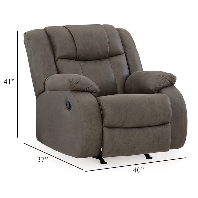 Perth Manual Rocker Recliner Chair, Soft Foam Slate Gray Faux Leather
