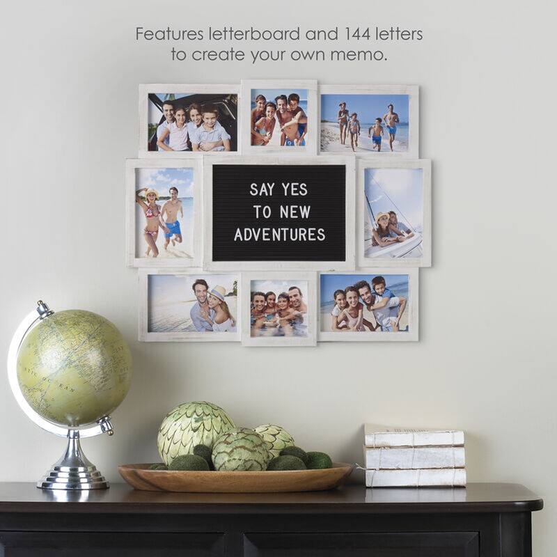 Melannco 8-Opening Letterboard Frame, 19X17 Inch, Distressed White