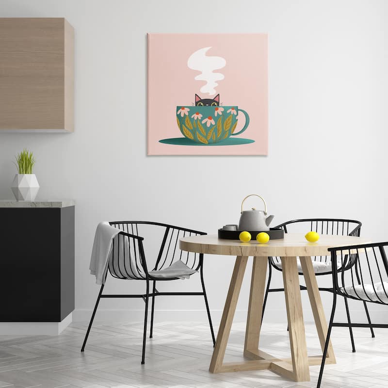 Stupell Cat Peeking Over Teacup Canvas Wall Art Design By Sarah Hickman