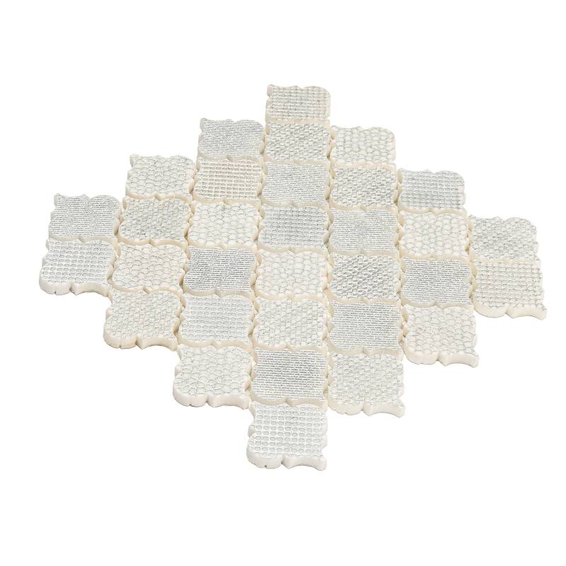 Artisana 12x12 in Textured, Foiled Resin Arabesque Lantern Mosaic Wall Tile (5 sq ft/case, 5-Pack)