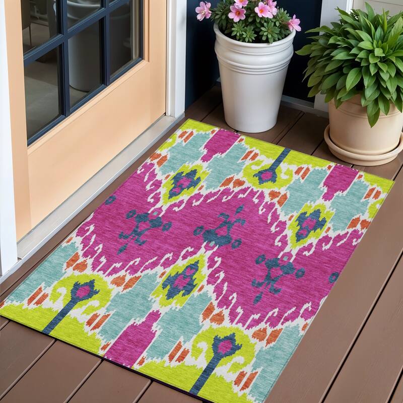 HomeRoots Ikat Transitional Rectangle Outdoor Rug - 3' x 5'