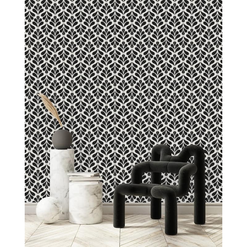 White Wallpaper with Abstract Design Peel and Stick and Prepasted - Bed ...