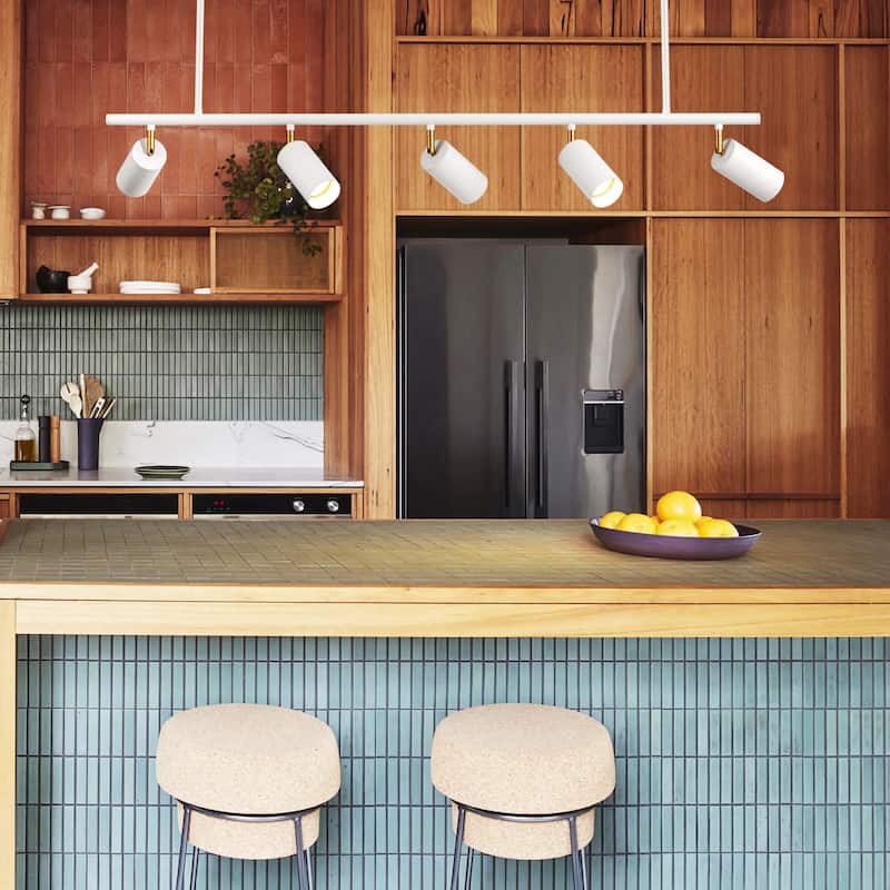 5-Light Modern Farmhouse Linear Swivel Track Lighting Spotlight for Kitchen Island