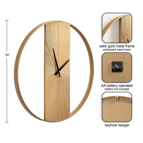 dimension image slide 0 of 4, Kate and Laurel Ladd Round Numberless Wall Clock
