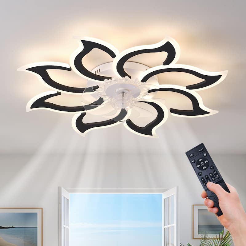 35.4In Black Ceiling Fan with Lights, Remote Control 3 Color Temperatures,6 Gear wind Speed Fan Light