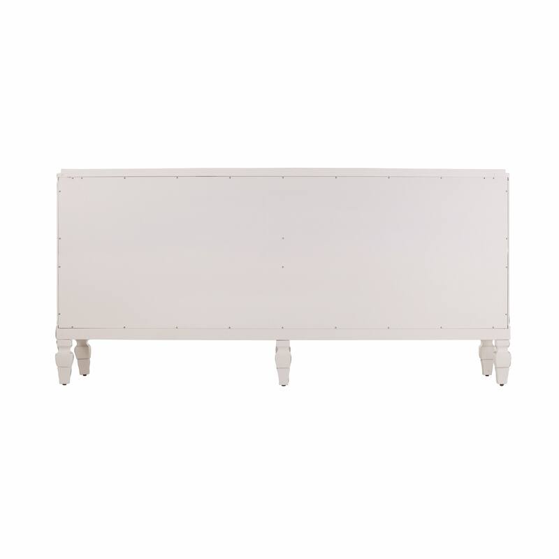 HomeRoots Antiqued White Geometric Lines Low Accent Cabinet Buffet - 63.5' X '30.25' X '16