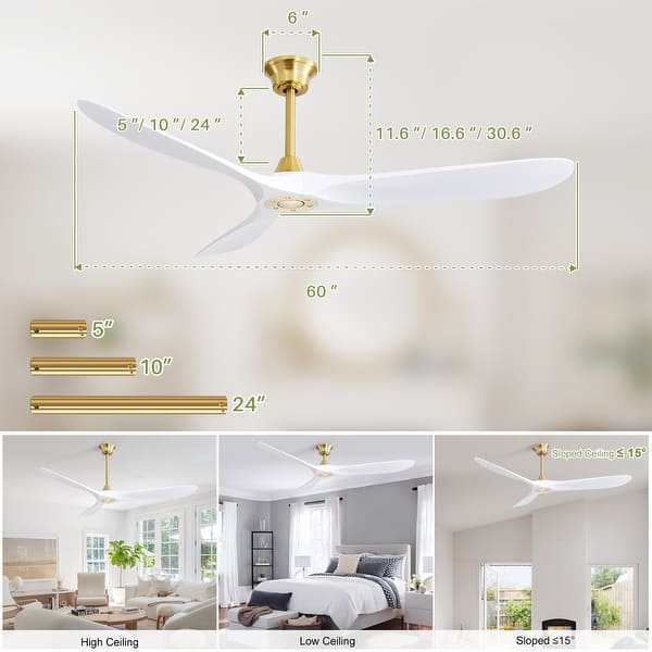 dimension image slide 16 of 18, Modern Ceiling Fan With Light Smart Life APP Remote Control Timer For Alexa Google Bedroom Farmhouse